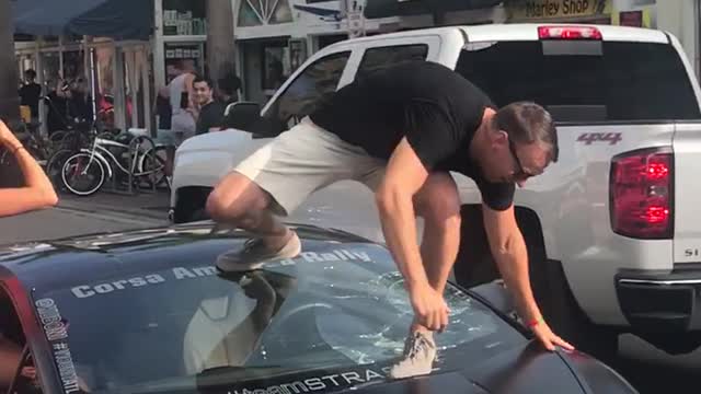 Lamborghini Driver Ends Up Cracking Windshield After Standing On It