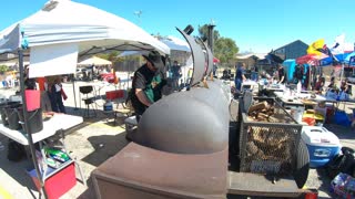 Basting BBQ in the smoker