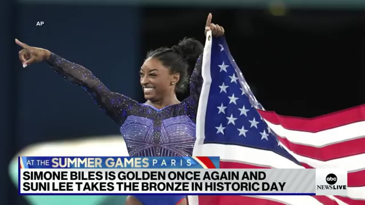 Simone Biles wins gold in women's gymnastics all-around, Suni Lee takes bronze