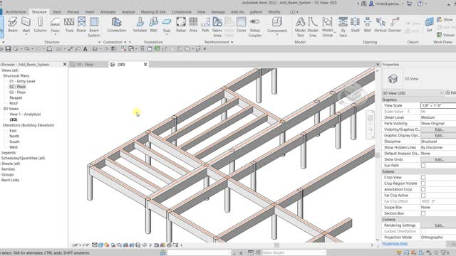 REVIT STRUCTURE 2022 LESSON 13 - CREATING AUTOMATIC BEAM SYSTEM