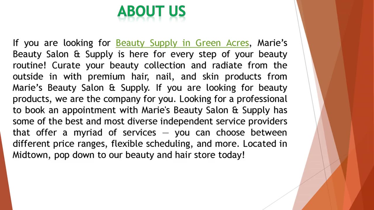 If you are looking for Beauty Supply in Green Acres