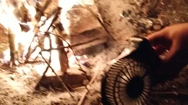 Lighting a fire with a fan