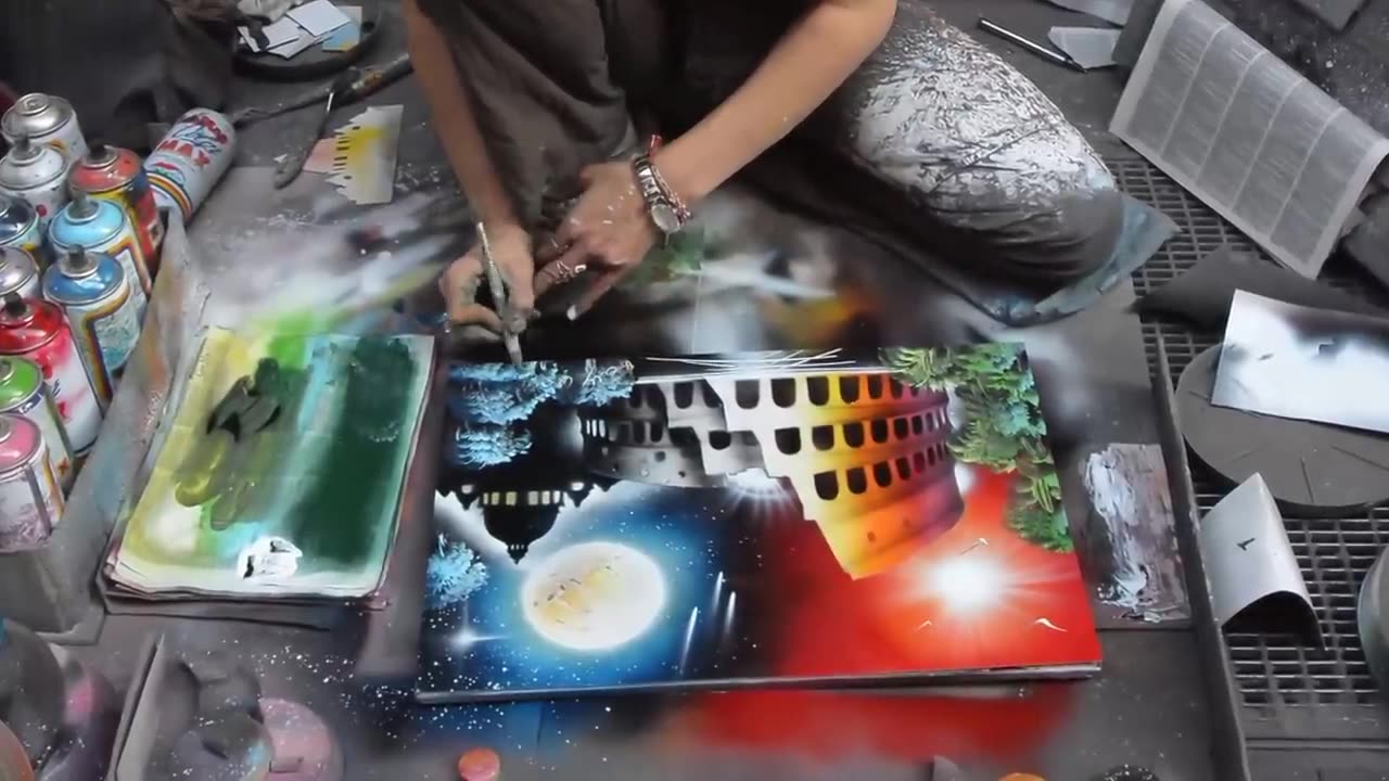 Amazing Street Spray Painting With Fire