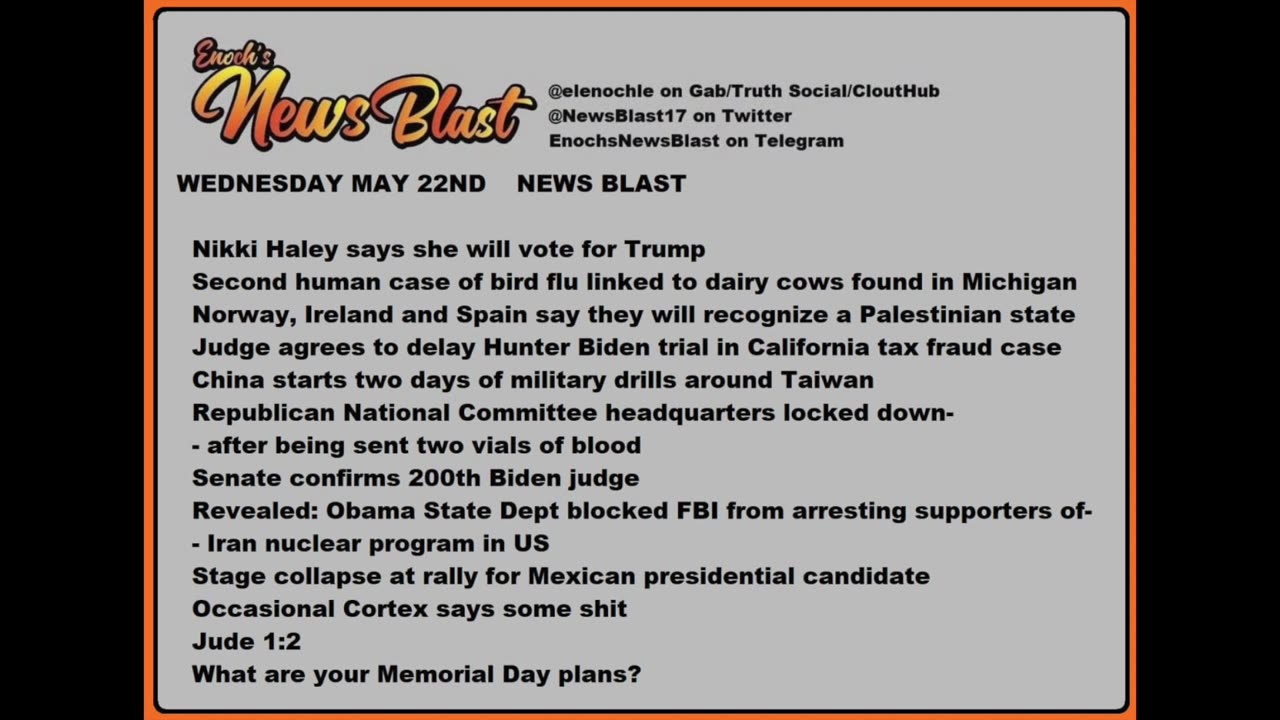 Wednesday, May 22, 2024 News Blast