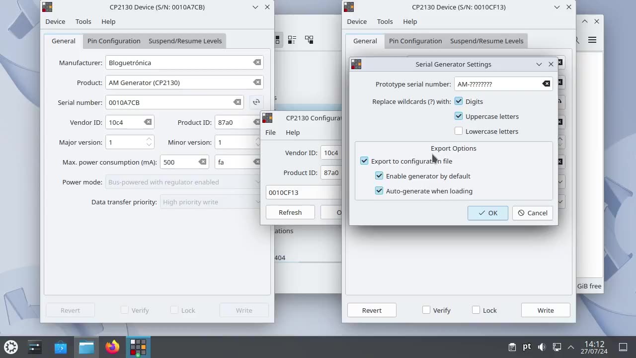 CP2130 Configurator: Demonstração da versão 3.0 no Kubuntu 24.04 LTS