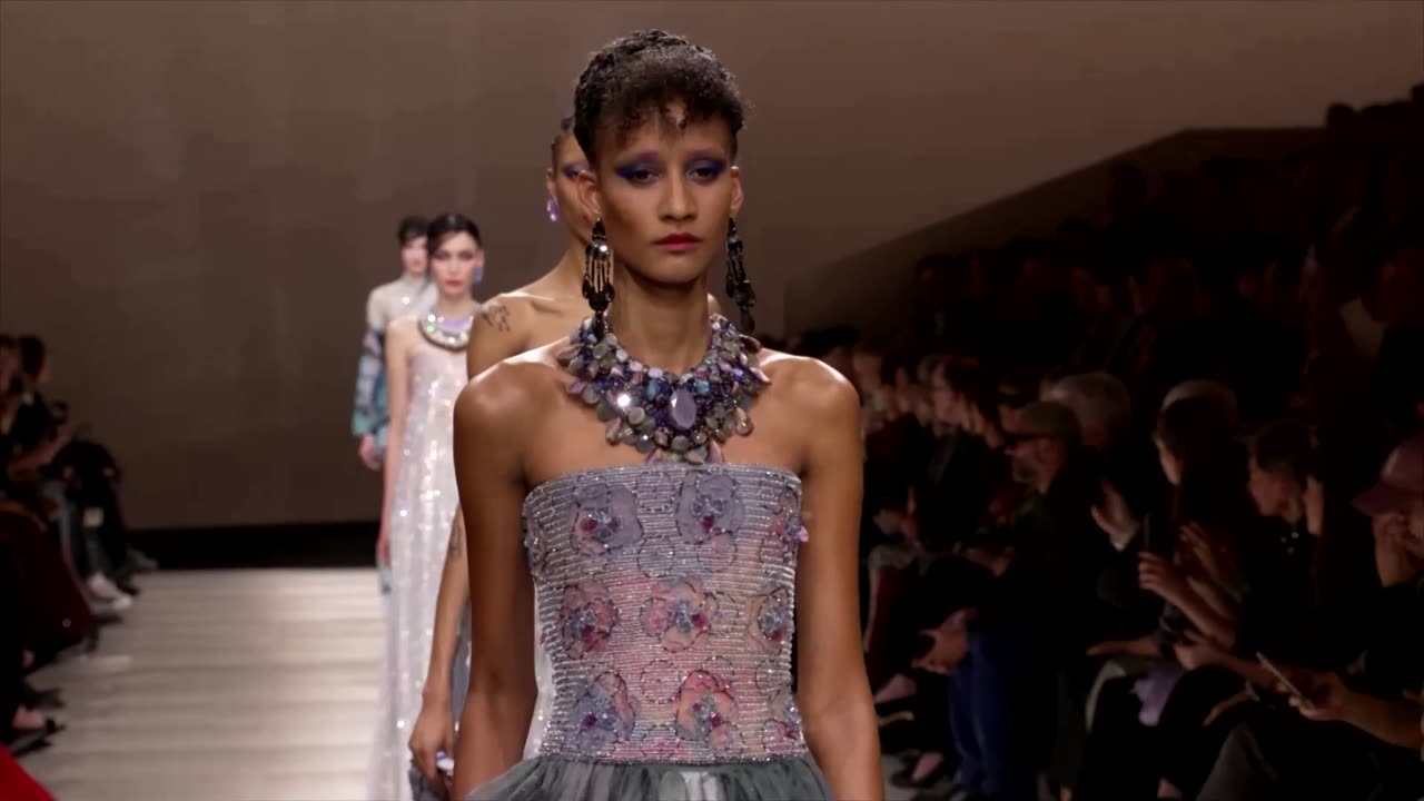 Pastel and florals bloom on Armani Prive's Paris runway