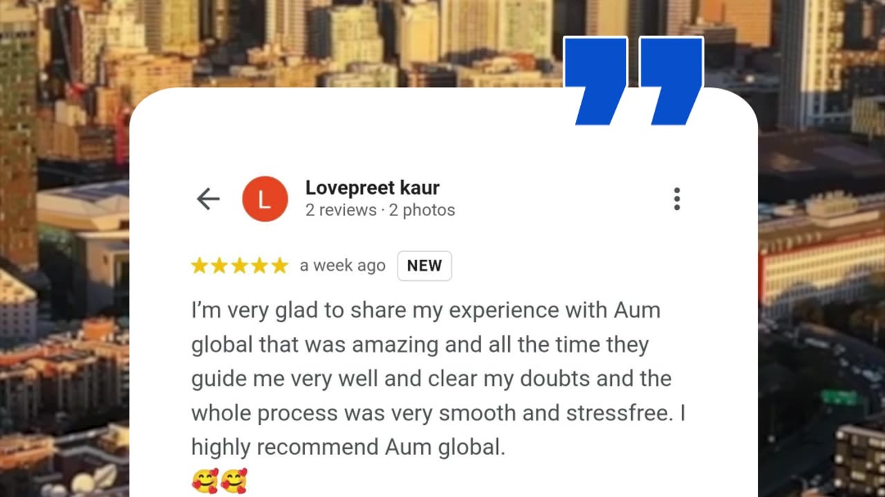 THANK YOU to Ms. Lovepreet Kaur for the glowing review!