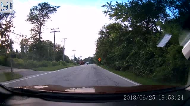 Truck Backs into Power Line