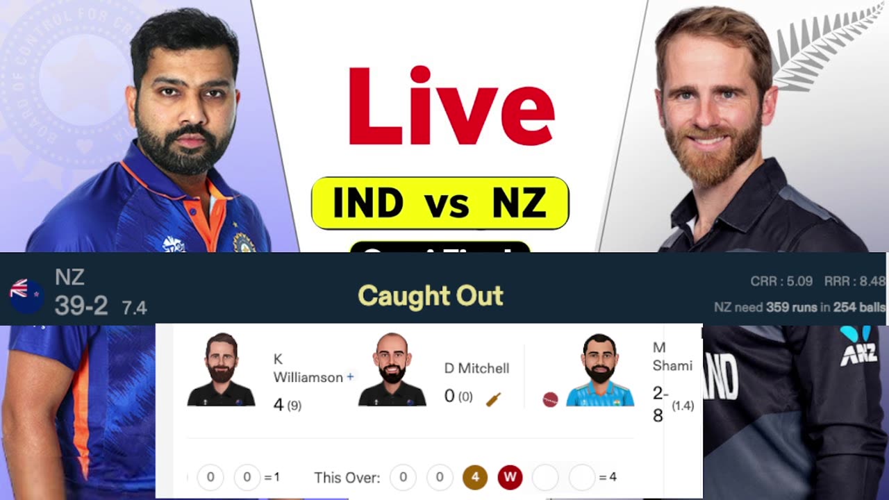 IND vs NZ Live World Cup Match - Semi Final 1 | India Vs New Zealand Live Score | Match 46