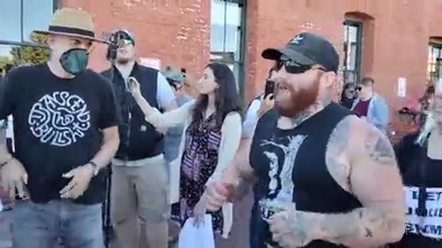 Violent Man shouting over #LetJulieSwim Press Conference
