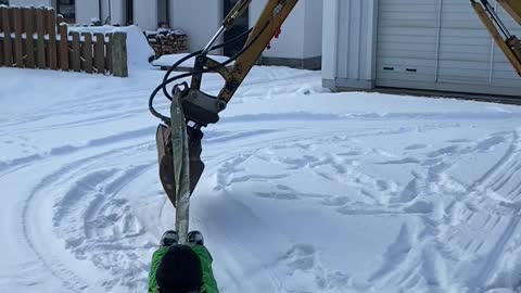 Excavator Powered Snow Sled