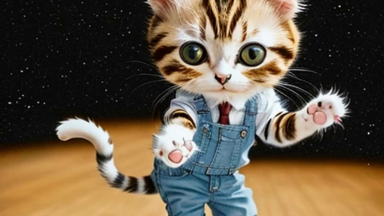 ✅Сute chibi kitty dancing. 3D animation. Futuristic Video. #cat #animation #dance #cartoon #shorts