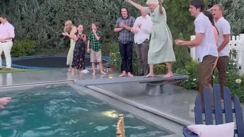 Dared my 80 year old grandma to jump in the pool at my sisters wedding