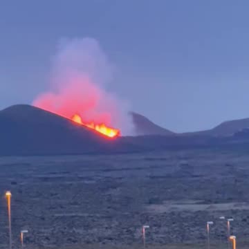 Volcano erupts near Grindavik, Iceland. Nearby area being evacuated