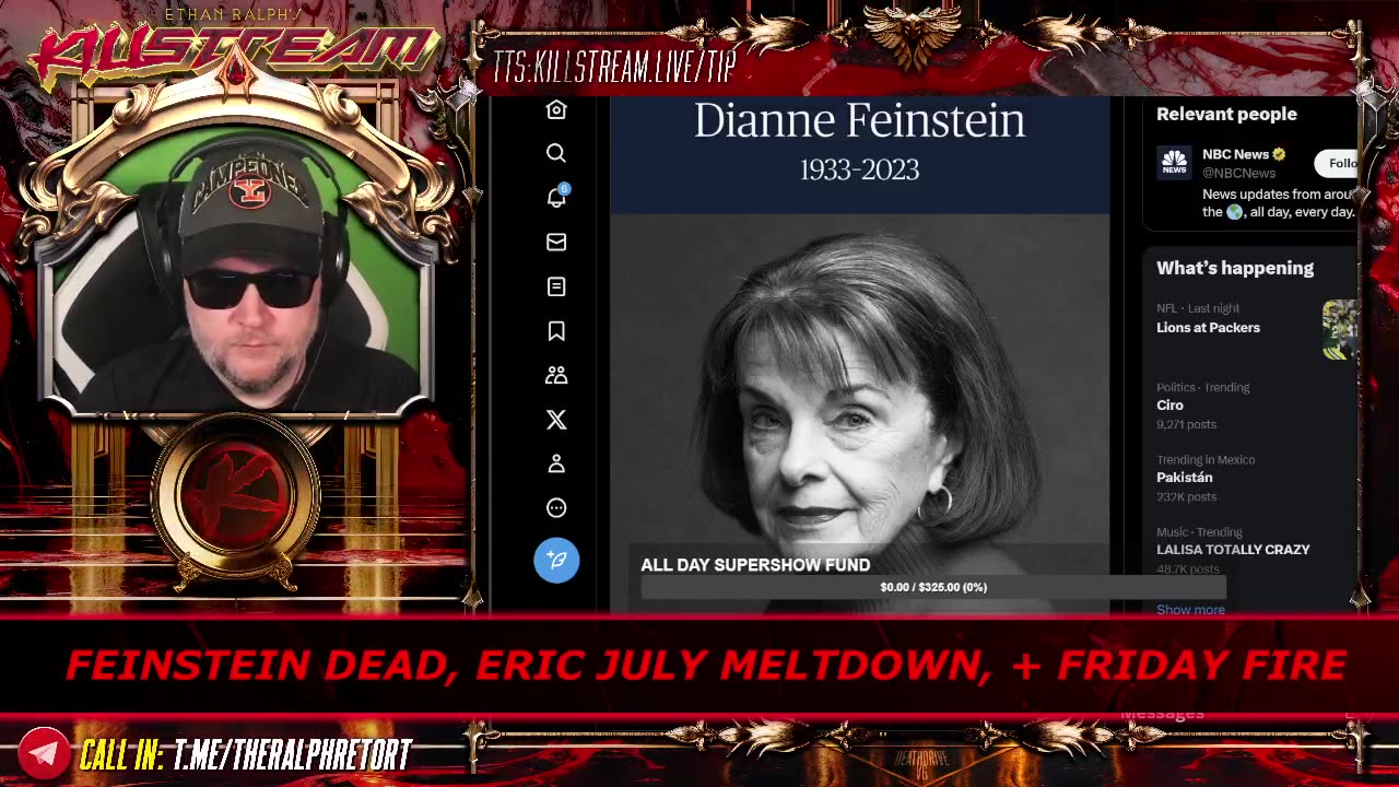 KILLSTREAM: FEINSTEIN DEAD, ERIC JULY MELTDOWN, + FRIDAY FIRE (RESTREAM)