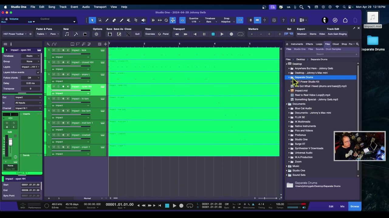 Exporting Drum MIDI Files in Studio On - Presonus Studio One - Home Studio Trainer Show