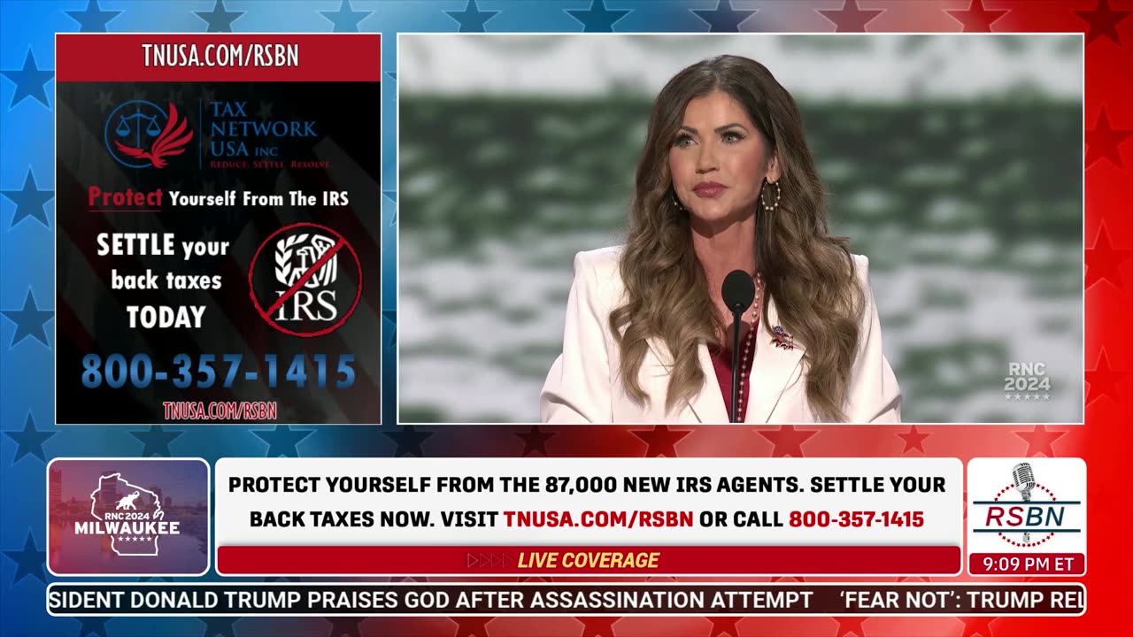 WATCH: Gov. Kristi Noem Speaks at 2024 RNC in Milwaukee, WI - 7/15/2024