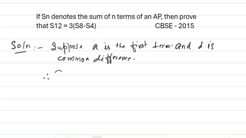 Prove that S12 = 3(S8 - S4) in Arithmetic Progression | Arithmetic Progression | @eduk5 #erknsir |