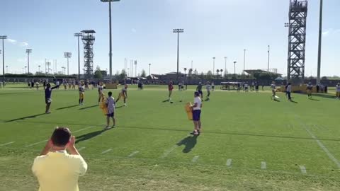 LSU wide receivers work with Cortez Hankton in RAC drill