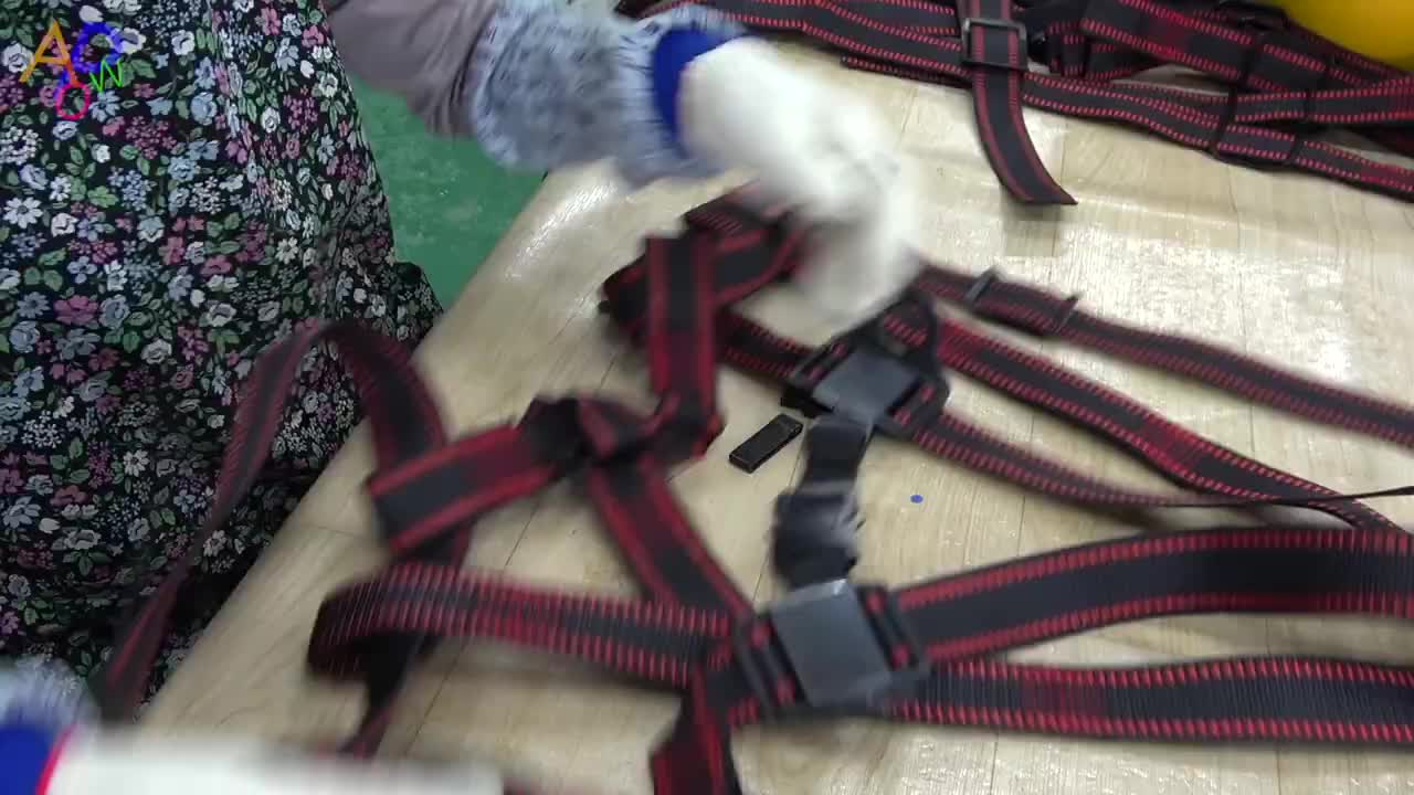 Belt to Save the Falling Person. Process of Making Safety Harness