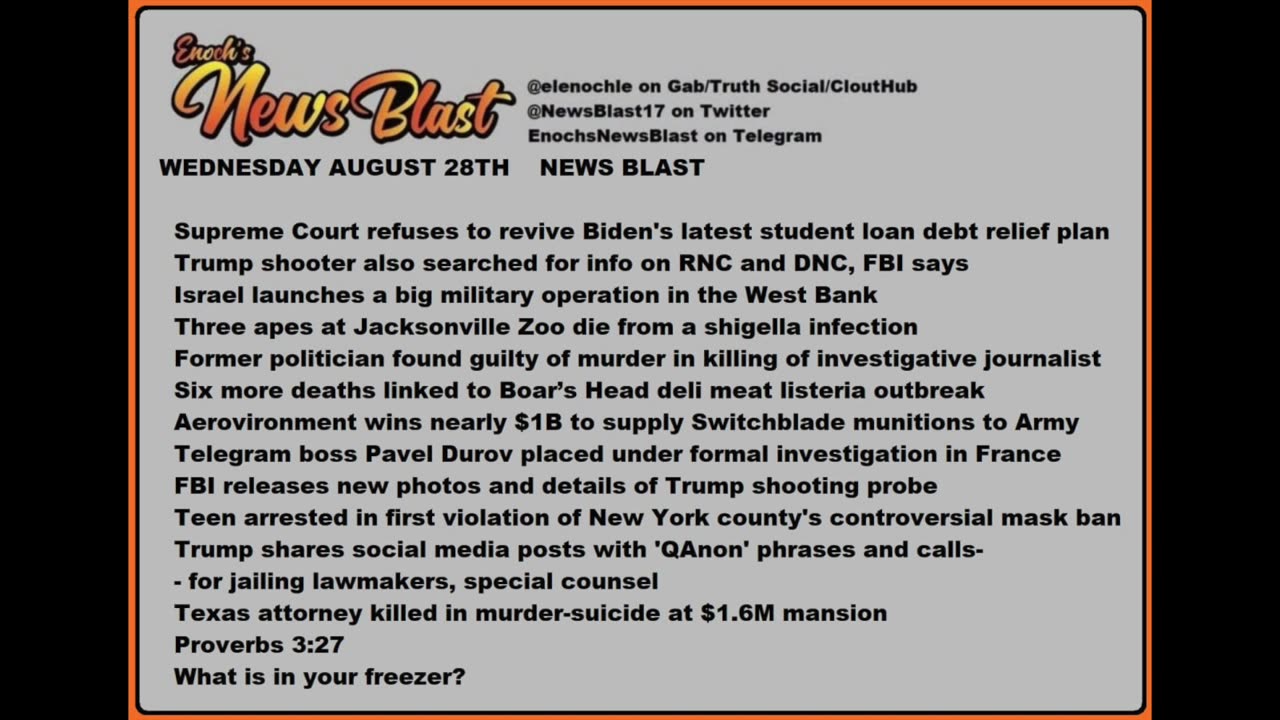 Wednesday August 28, 2024 News Blast