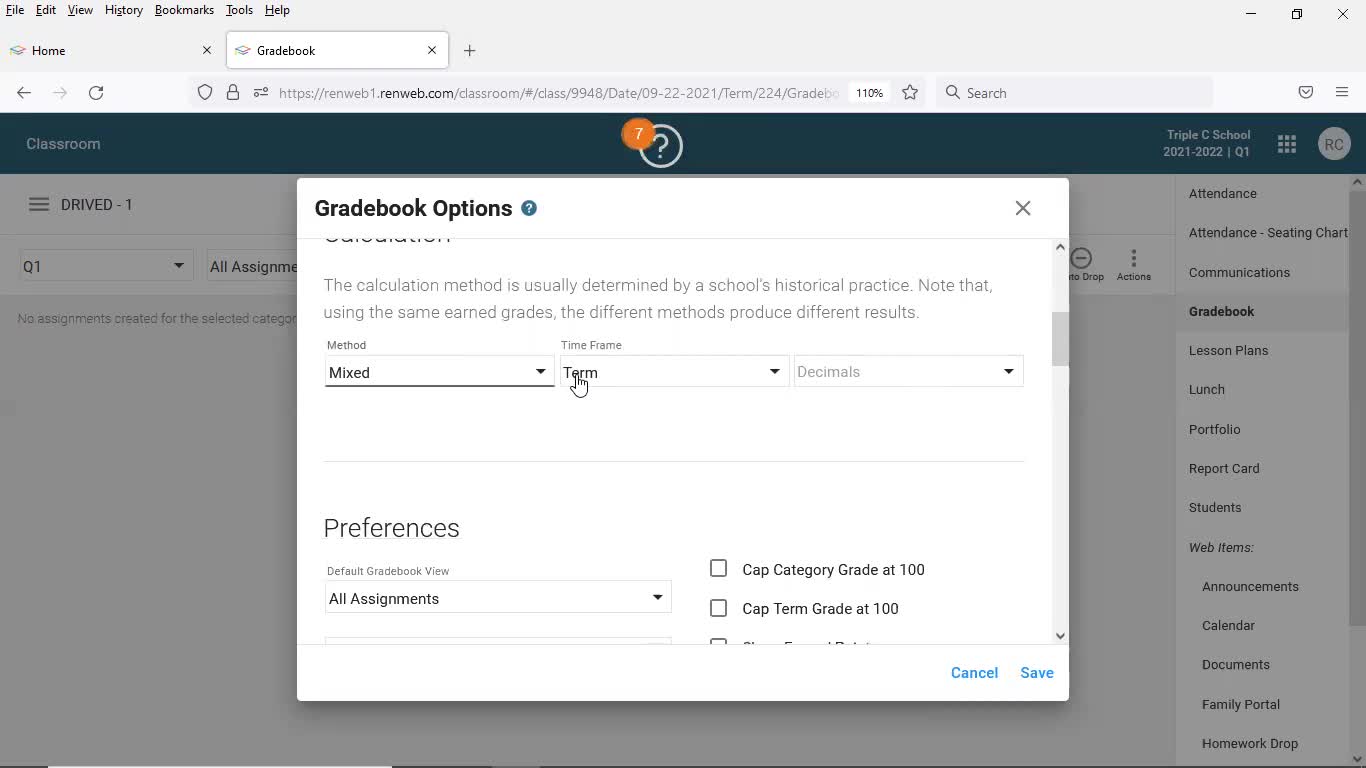 FACTS Gradebook setup