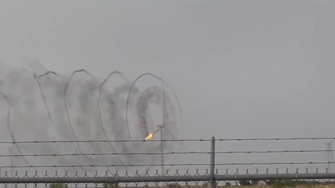 Windmill stuck by lightning