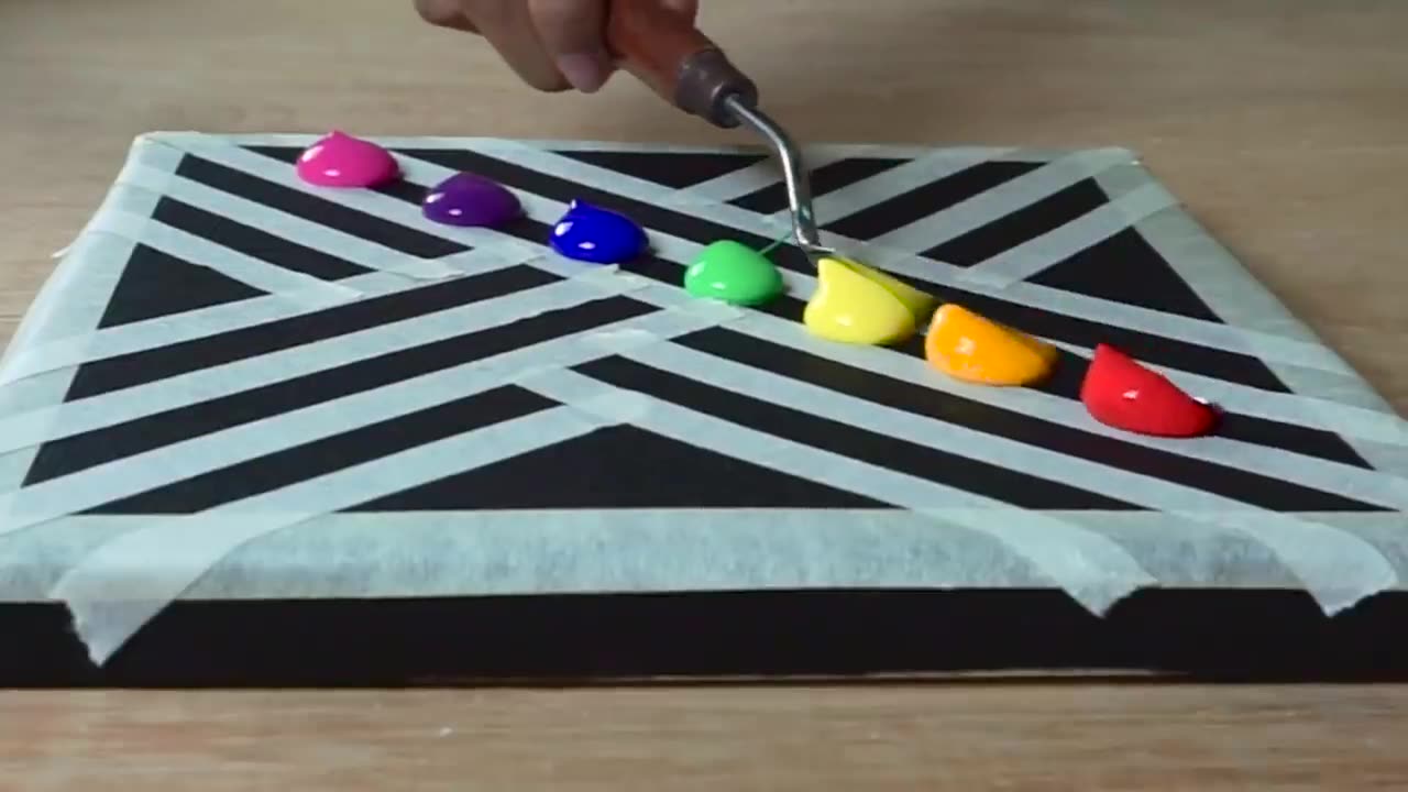 Rainbow Abstract Painting With Masking Tape|Realtips4|Entertainment|2024|