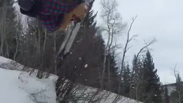 Orange goggles plaid shirt ski flip