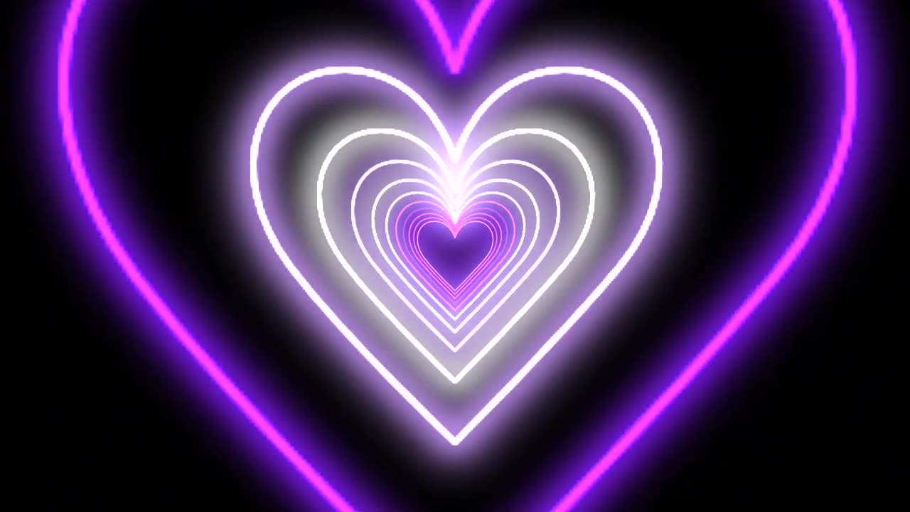 1016. Heart Tunnel Background💜Purple Neon Heart Heart Heart