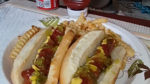 Eating Hebrew National Beef Franks, Dbn, MI, 8/5/24