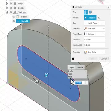 Fusion 360: Center point slot