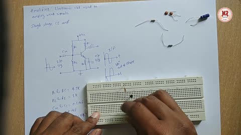 single stage CE amplifier on breadboard