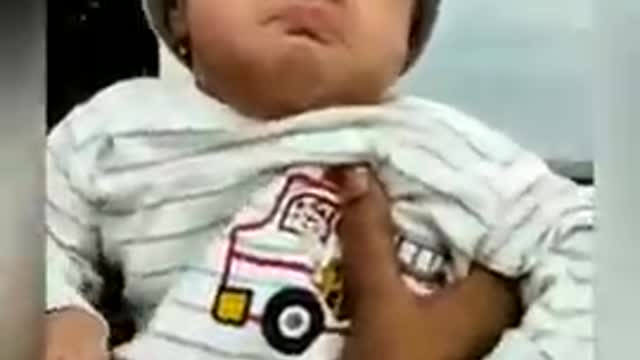 Cute baby is sad and crying