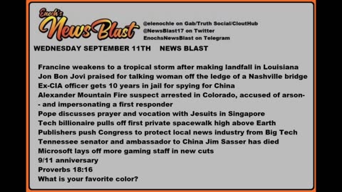 Wednesday, September 11, 2024 News Blast