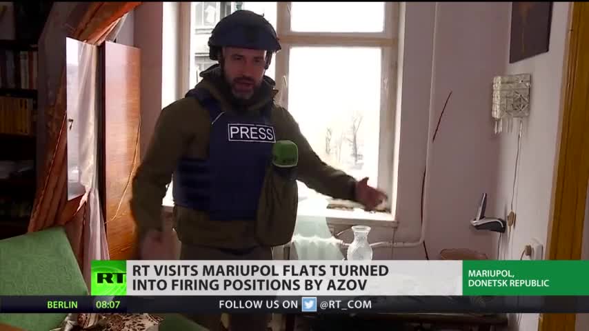 2022-04-15 RT visits Mariupol apartments turned into firing positions b