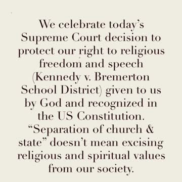 We celebrate today’s Supreme Court decision to protect our right to religious freedom and speech