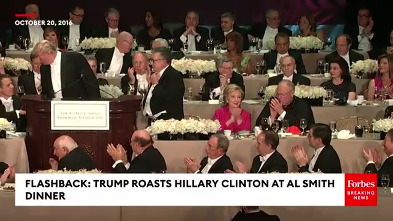 FLASHBACK: Trump Shocks Crowd With Roast Of Hillary Clinton At Al Smith Dinner On This Date In 2016