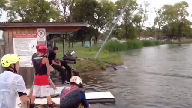 Man falls into water