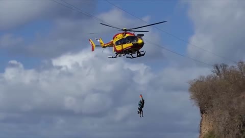 Rescue Helicopter Hits Power Line