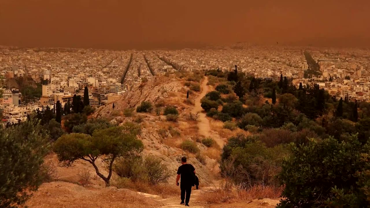 Dust from the Sahara blankets the city of Athens