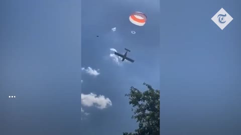 Pilot deploys parachute to slow the descent of his light aircraft as it crashes