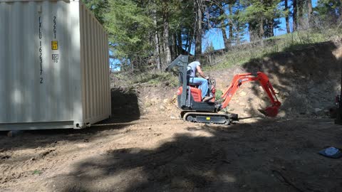 Mini Excavator Moving Shipping Container