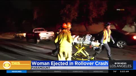 Woman ejected from vehicle during rollover crash on I-105 in Lakewood