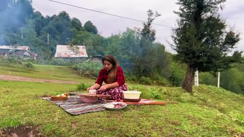 Rural lifestyle in Iran : grilled Big Lamb Liver and Heart