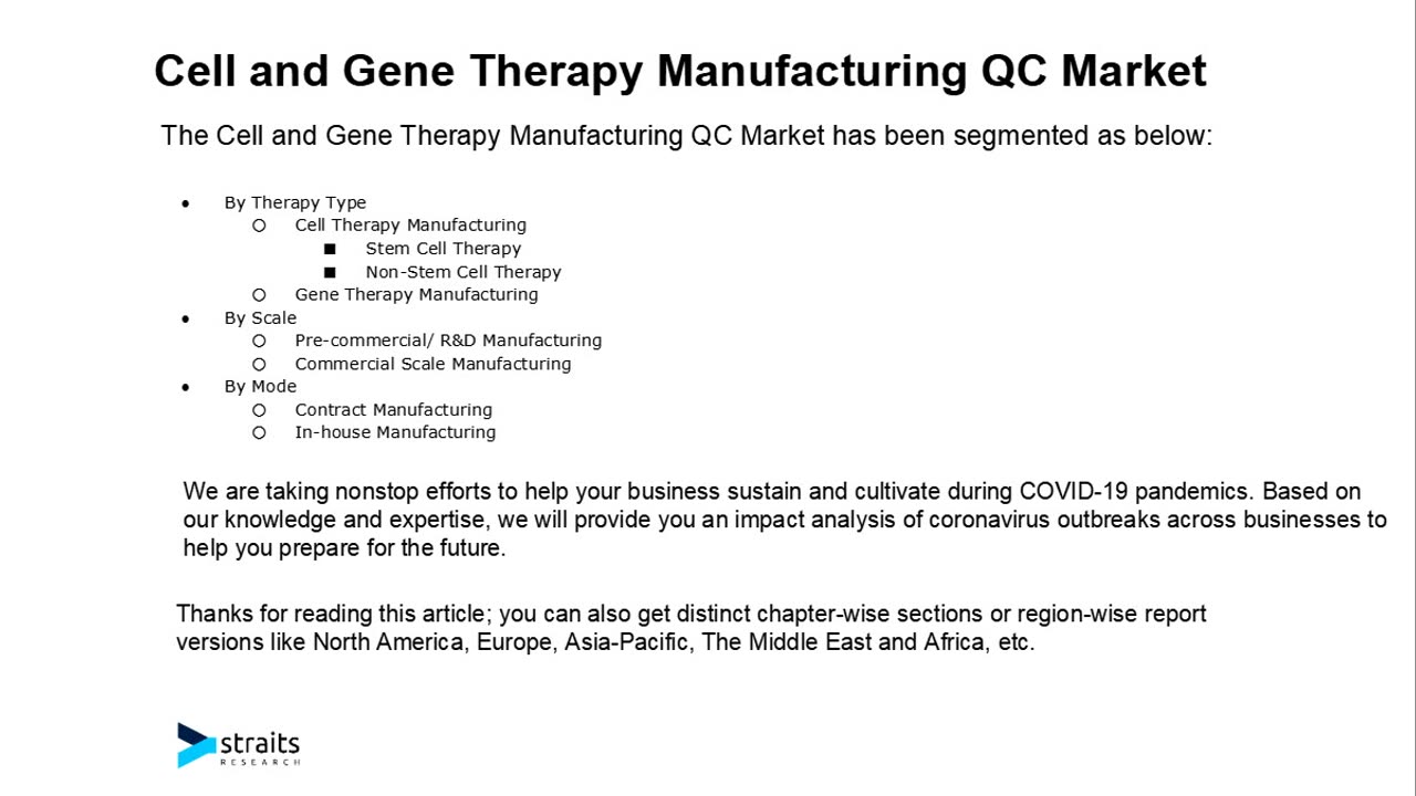 Cell and Gene Therapy Manufacturing QC Market Growth Prospects