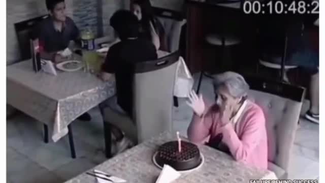 SAD moment when old lady celebrated her birthday alone but...