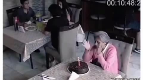 SAD moment when old lady celebrated her birthday alone but...