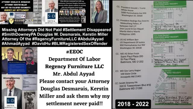 Missing Attorney Smith Downey PA Douglas W. Desmarais / Regency Furniture LLC