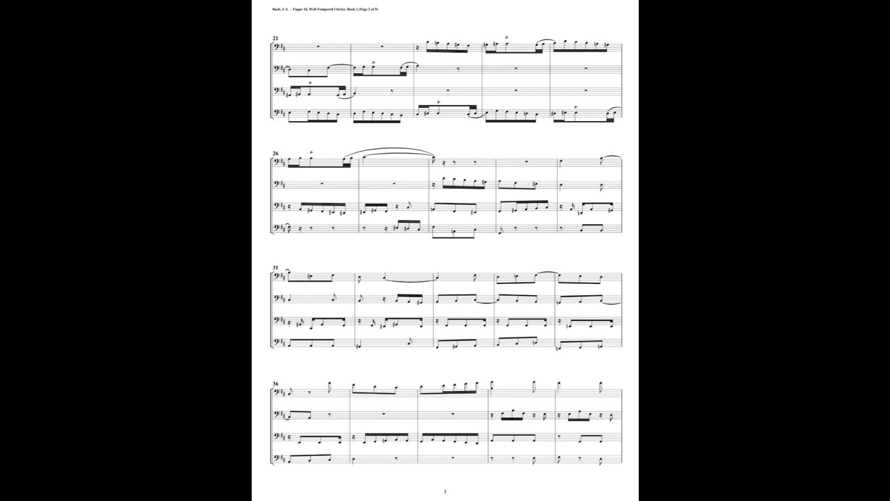J.S. Bach - Well-Tempered Clavier: Part 2 - Fugue 24 (Bassoon Quartet)